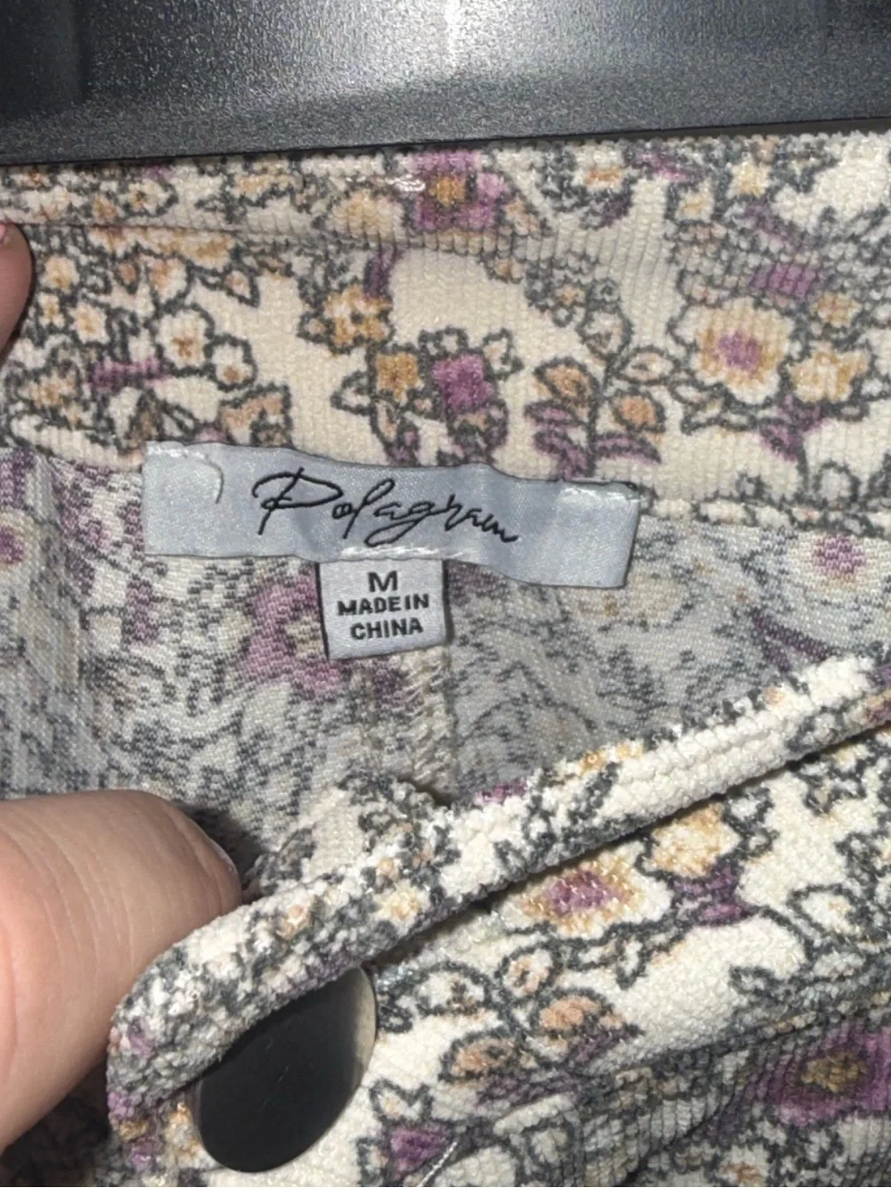 Polagram Floral Wide Leg Corduroy Pants Beige Cottagecore Boho Medium
